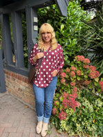 Wine Polka Dot Zip Top Poppy